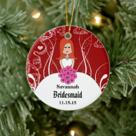 Red Head Bröllop Gown Bridesmaid (Röda huvudet,), Julgransprydnad Keramik