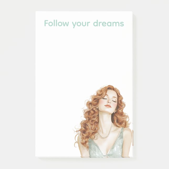 Red Head Dam Mint Dress Post-it Block (Framsida)