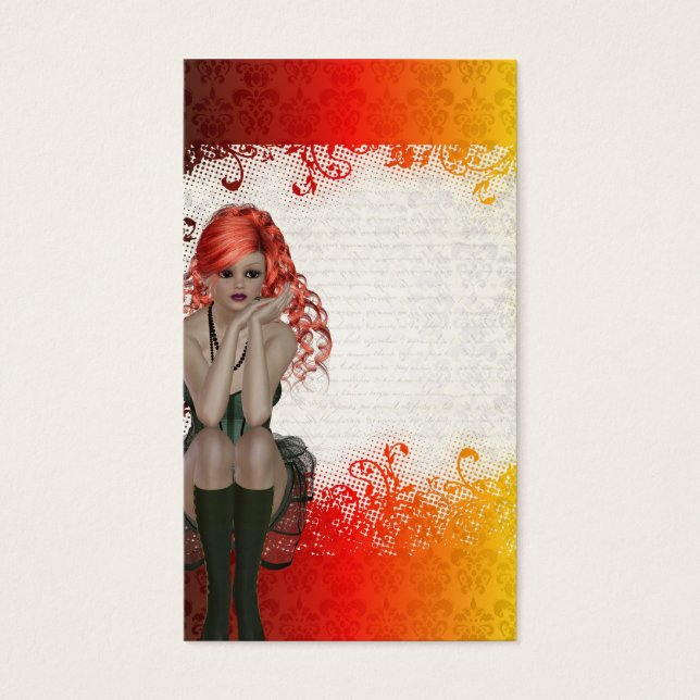 Red head goth Girl Visitkort (Framsidan)