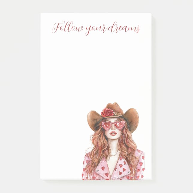 Red Head Lady Mint Dress Post-it Block (Framsida)