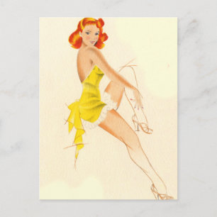 Red Head Pinup Vykort