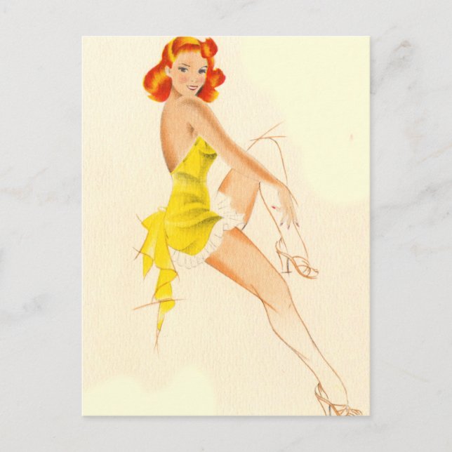 Red Head Pinup Vykort (Framsida)