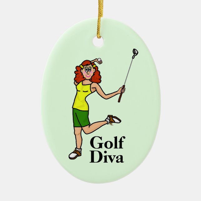 Red Head Woman Golfer Ornament (Framsidan)