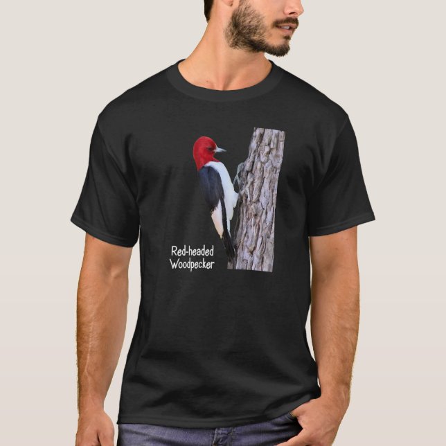 Red head Woodpecker Woodpecker Bird Ornithology T Shirt (Framsida)