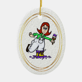 Red Headed eller Auburn Female House Painter Ornam Julgransprydnad Keramik