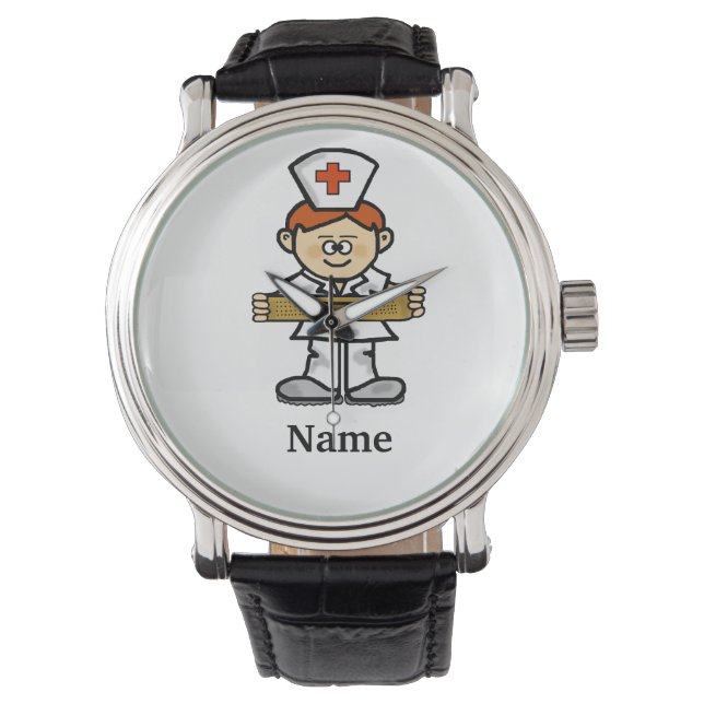 Red Headed Male Nurse Watch Anpassa det! Armbandsur (Framsida)