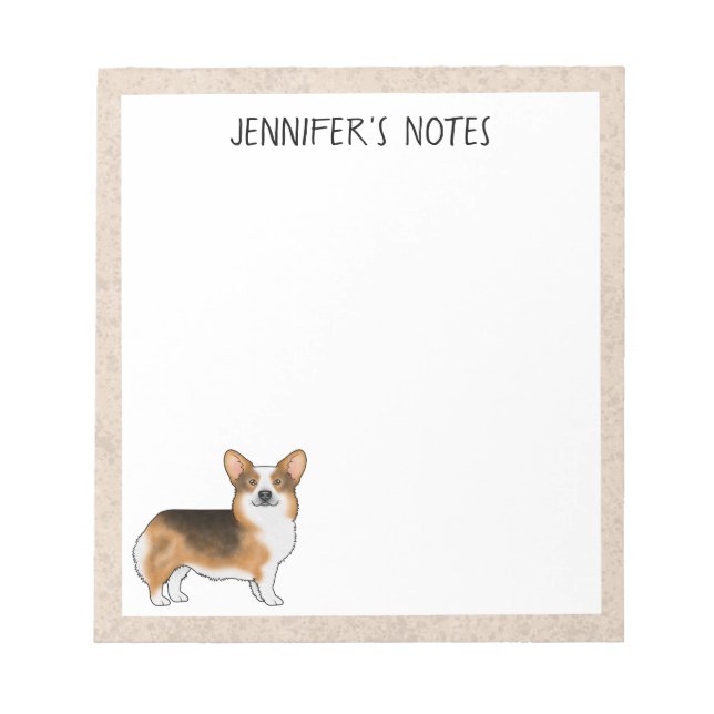 Red Headed Tri Pembroke Welsh Corgi Hund and Text Anteckningsblock (Framsida)