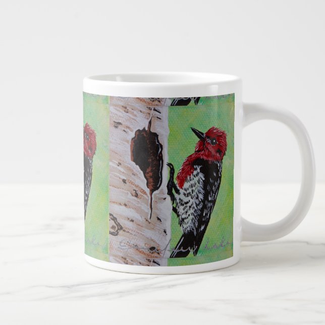 Red Headed Woodpecker Coffee Kopp Jumbo Mugg (Höger)