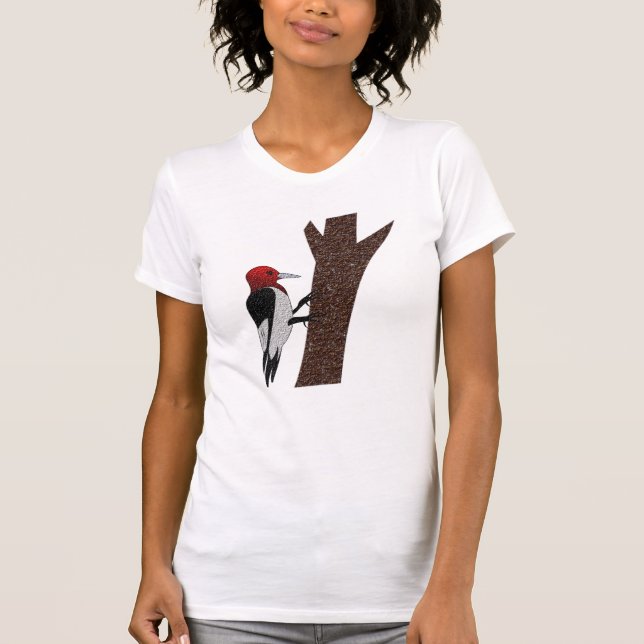 Red Headed Woodpecker T Shirt (Framsida)