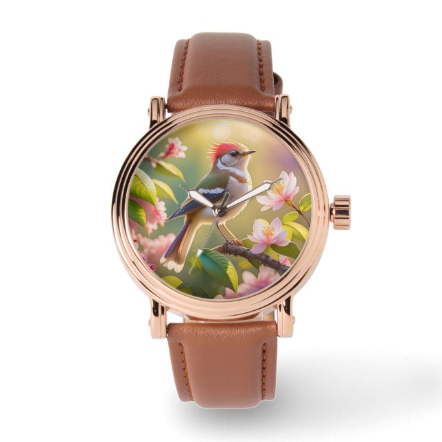 Red Heaff Chsted Warbler Fantasy Bird Armbandsur (Framsida)