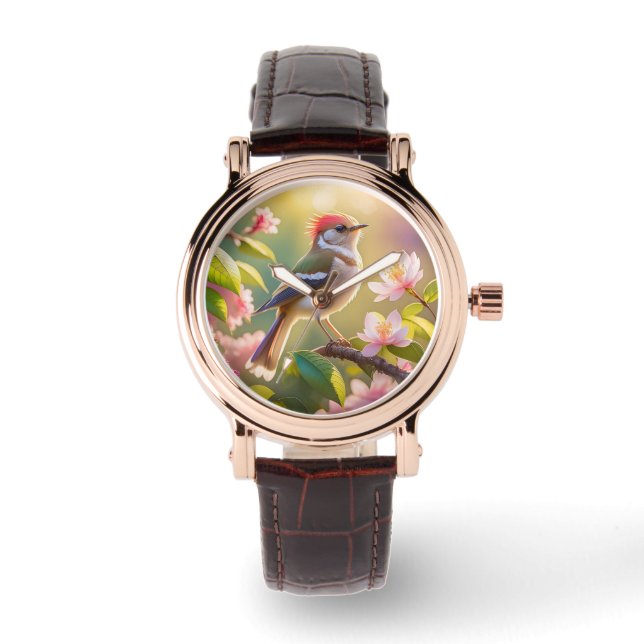 Red Heaff Chsted Warbler Fantasy Bird Armbandsur (Framsida)