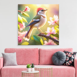 Red Heaff Chsted Warbler Fantasy Bird Canvastryck