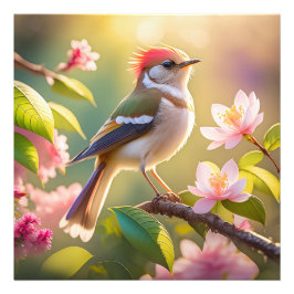 Red Heaff Chsted Warbler Fantasy Bird Fototryck