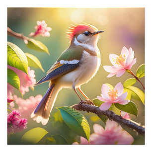 Red Heaff Chsted Warbler Fantasy Bird Fototryck