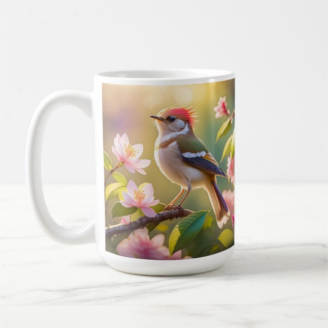 Red Heaff Chsted Warbler Fantasy Bird Kaffemugg (Vänster)