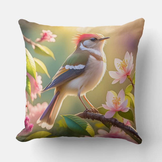 Red Heaff Chsted Warbler Fantasy Bird Kudde (Framsida)