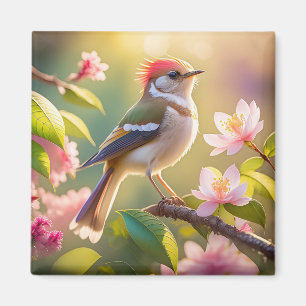 Red Heaff Chsted Warbler Fantasy Bird Magnet