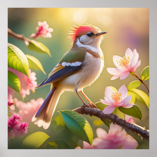 Red Heaff Chsted Warbler Fantasy Bird Poster