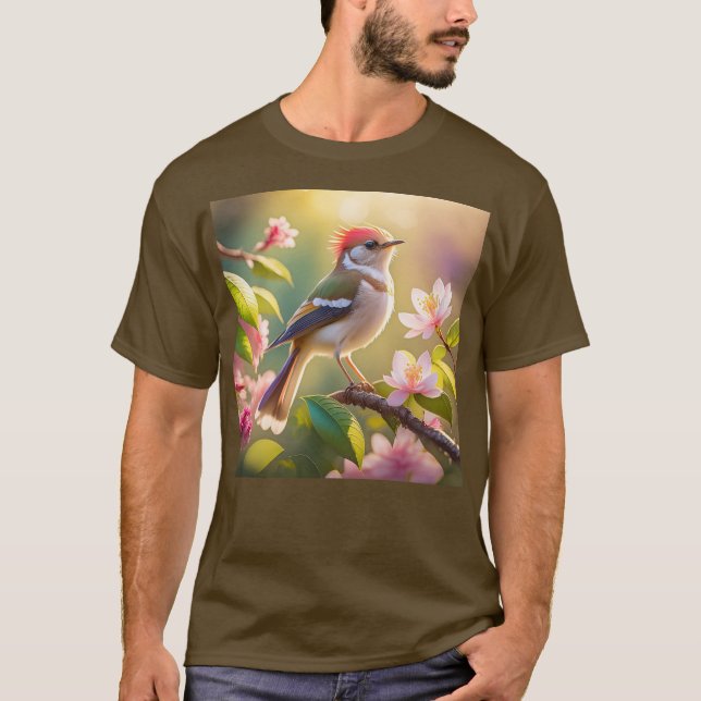 Red Heaff Chsted Warbler Fantasy Bird T Shirt (Framsida)
