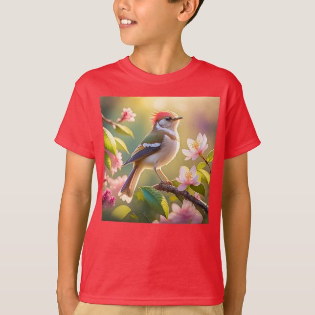 Red Heaff Chsted Warbler Fantasy Bird T Shirt (Framsida)