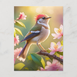 Red Heaff Chsted Warbler Fantasy Bird Vykort