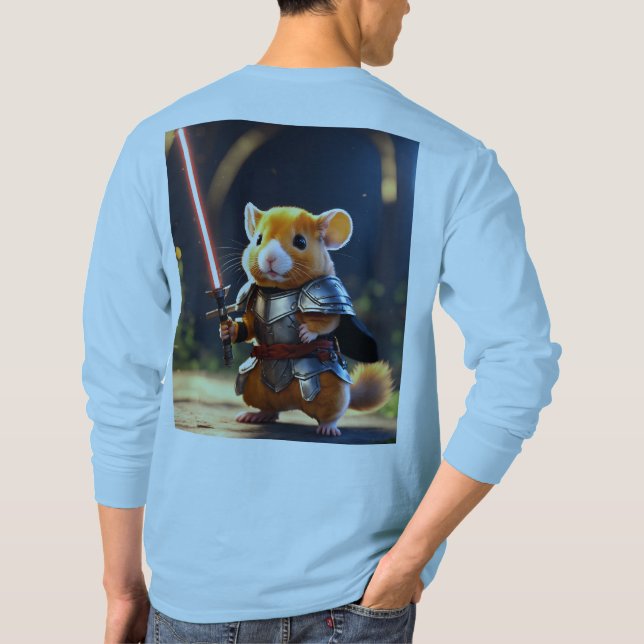 Red-Hearing Hamster Swordsman: Oreal 3D Render T Shirt (Baksida)