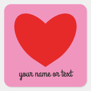 Red Heart #1 Stickers Fyrkantigt Klistermärke