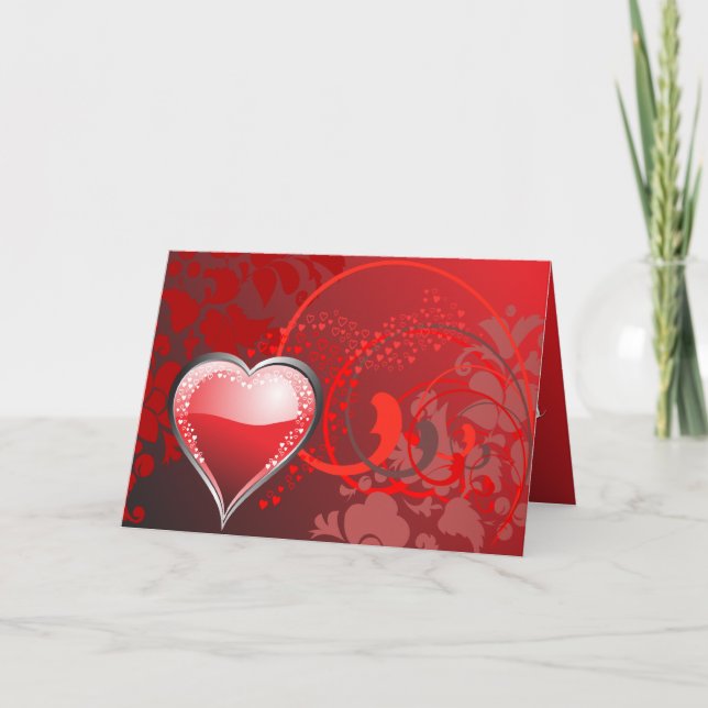 Red Heart Abstrakt Valentine Card Helgkort (Framsida)