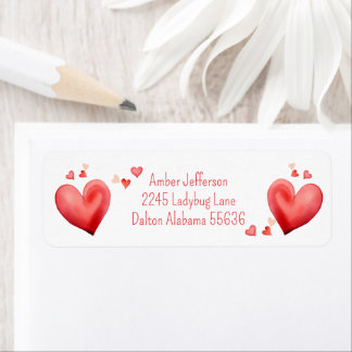 Red Heart-Adressetiketter Returadress Etikett