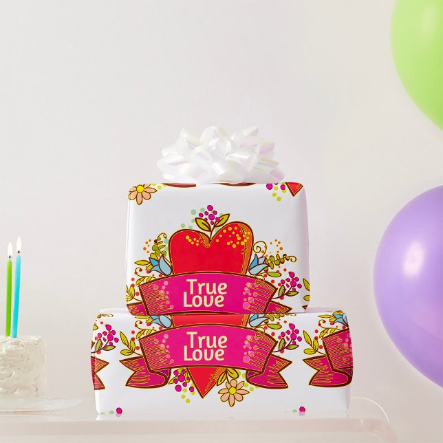 Red Heart Äkta kärlek Presentpapper (Skapare uppladdad)