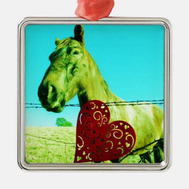 Red Heart and Horse Julgransprydnad Metall (Framsidan)