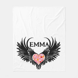 Red heart angel black wings fleecefilt