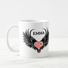 Red heart angel black wings kaffemugg
