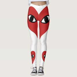 Red Heart Ansikte - Heart Ögon Leggings