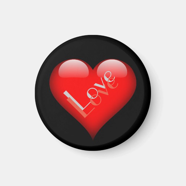Red Heart Attractive Parisian Kärlek Bröllop Magnet (Framsidan)