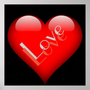 Red Heart Attractive Parisian Kärlek Bröllop Poster