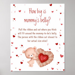 Red Heart Baby Shower Hur stor är Mamma Belly? Poster