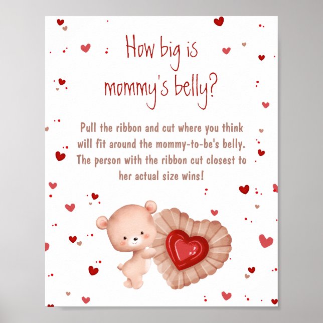 Red Heart Baby Shower Hur stor är Mamma Belly? Poster (Framsidan)