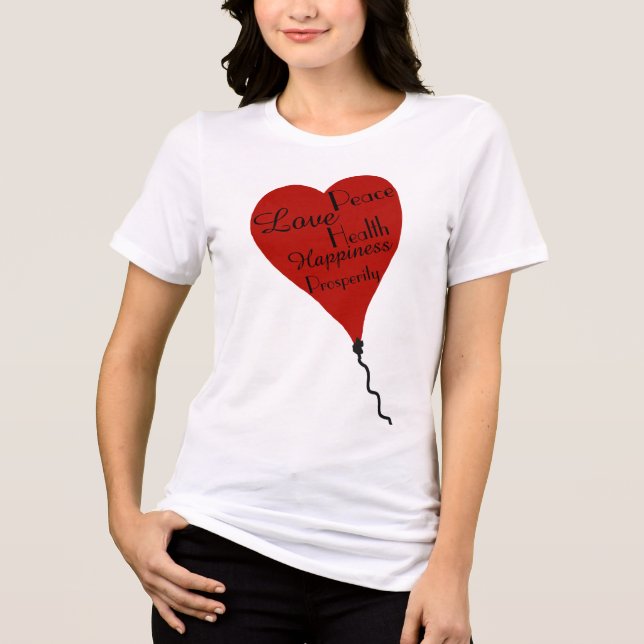 Red Heart Balloon Kärlek Shirt Tee (Framsida)