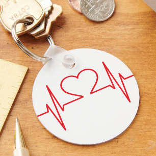 Red Heart Beat Line Nyckelring