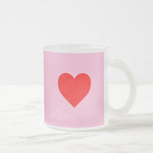 Red Heart Beat Pastel Rosa Frostad Glasmugg