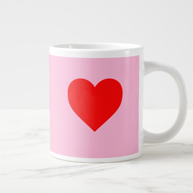 Red Heart Beat Pastel Rosa Jumbo Mugg (Höger)