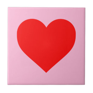Red Heart Beat Pastel Rosa Kakelplatta