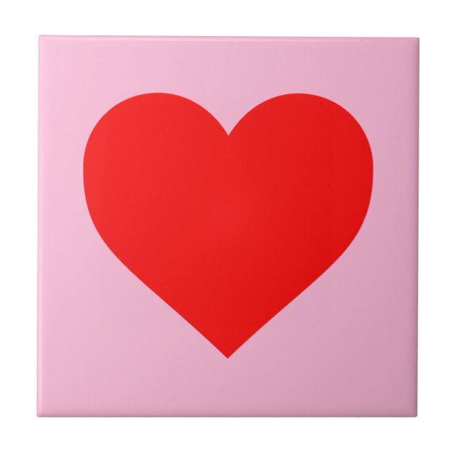 Red Heart Beat Pastel Rosa Kakelplatta (Framsidan)