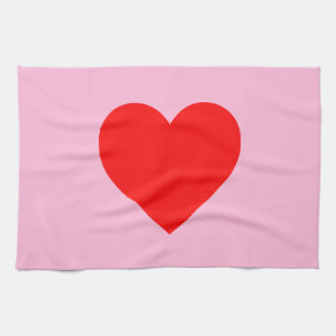 Red Heart Beat Pastel Rosa Kökshandduk