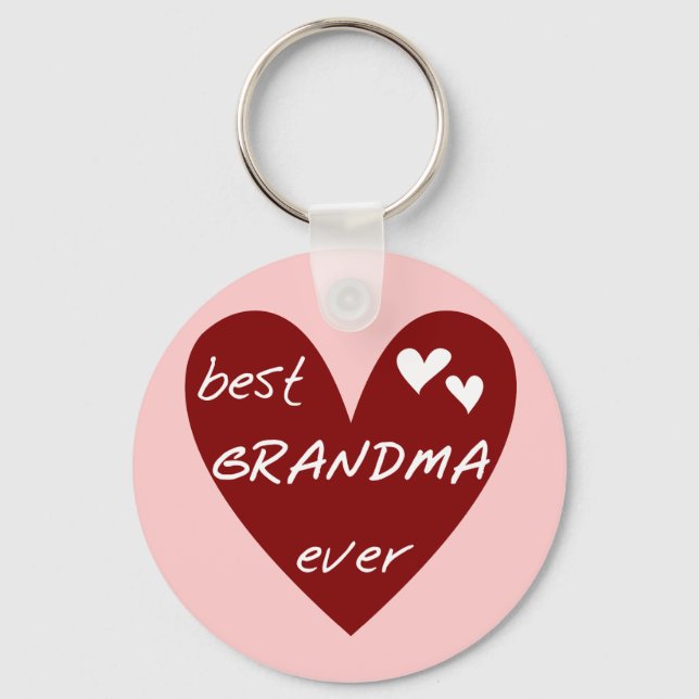Red Heart Best Grandma Aldrig T-shirts Gifts Nyckelring (Framsida)