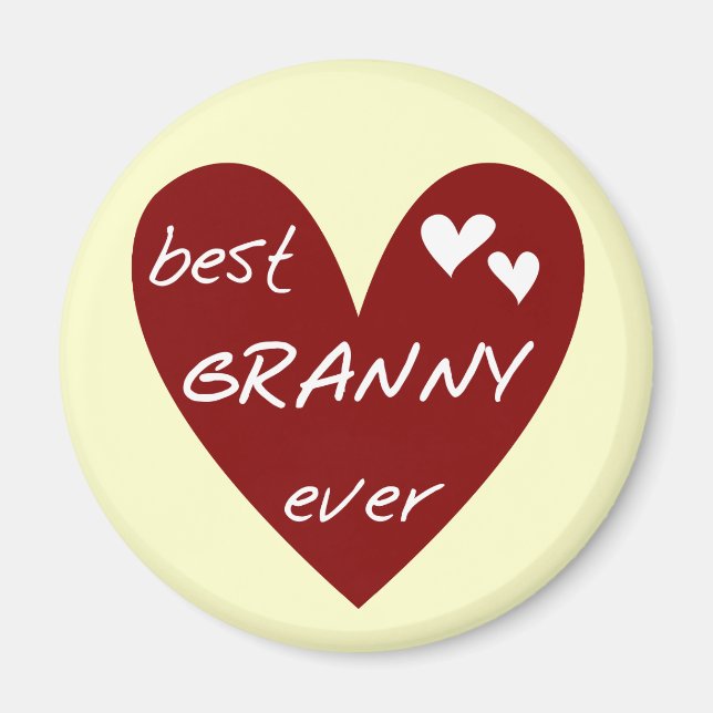 Red Heart Best Granny Aldrig Tshirts och Gifts Magnet (Framsidan)