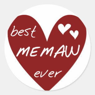 Red Heart Best Memaw T-shirts och presenter Runt Klistermärke