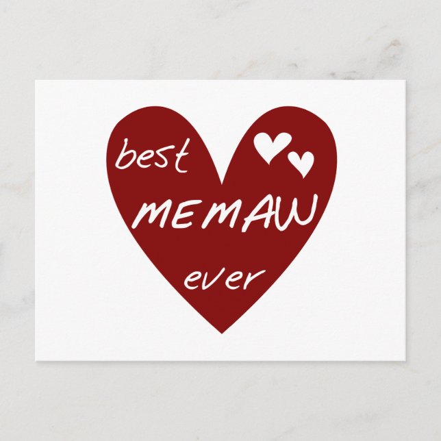 Red Heart Best Memaw T-shirts och presenter Vykort (Framsida)