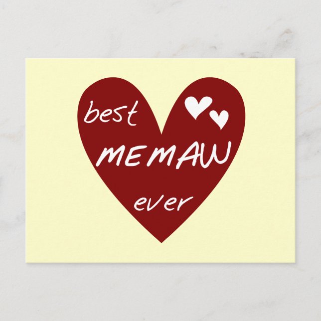 Red Heart Best Memaw T-shirts och presenter Vykort (Framsida)